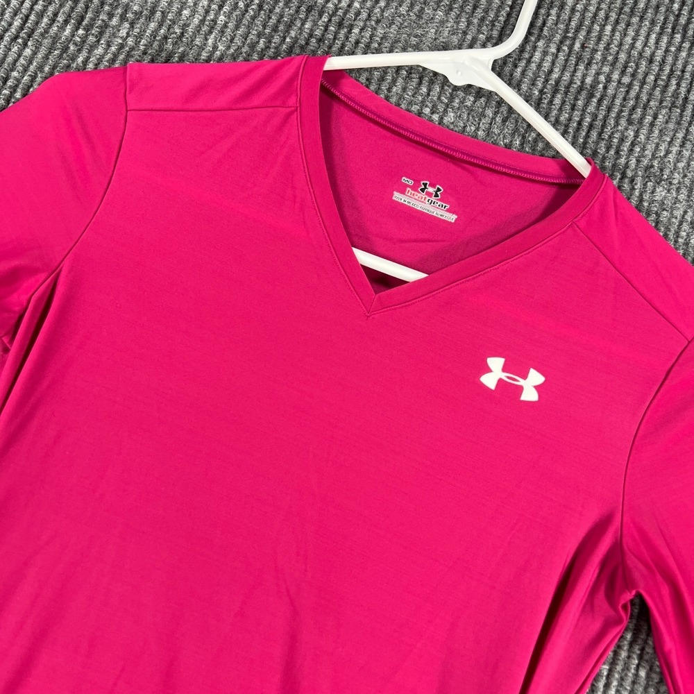 Under Armour HeatGear Shirt Womens Medium Purple Solid‎ Long Sleeve Training
